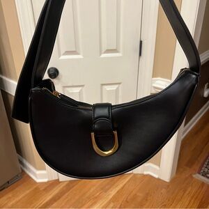 NWOT Madison West Black Saddle Shoulder Leather Purse Bag